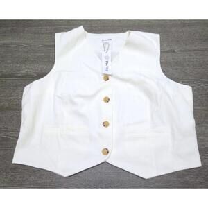 The Drop Sadie Ivory Cropped Slim Vest Women Size XL